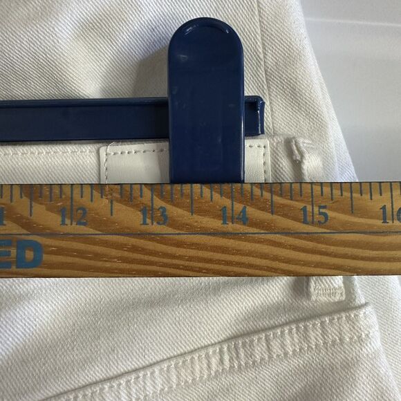 New EXPRESS Straight Ankle White Mid Rise White Jeans Size 10 R - Picture 12 of 13
